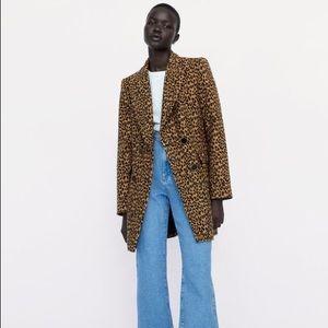 NWT Zara animal print flock coat